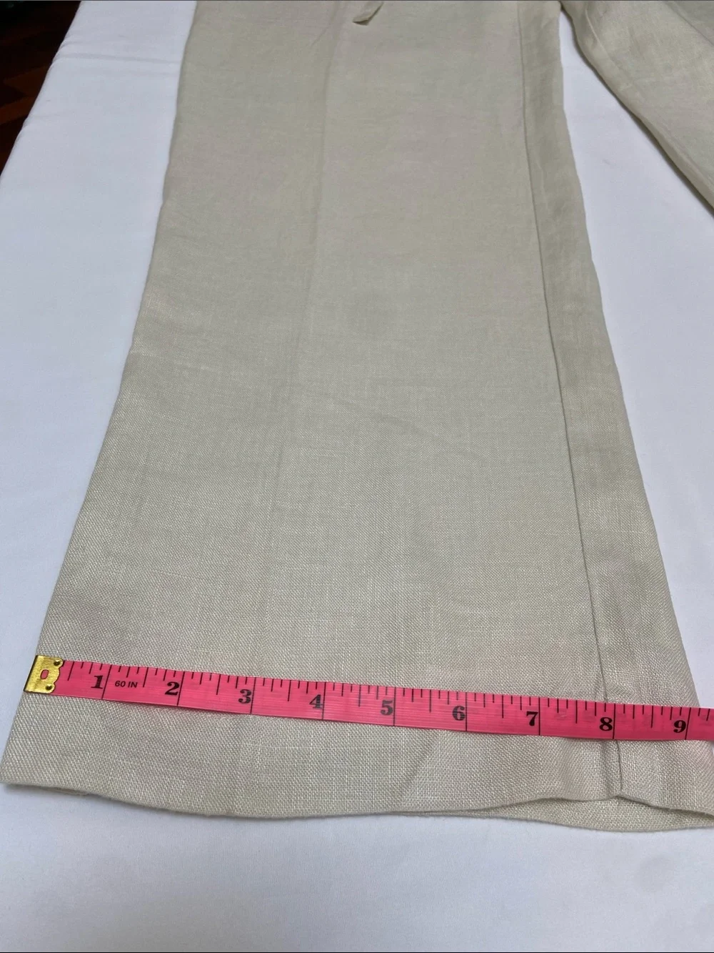 Island Republic 100% Linen Natural/Cream Drawstring Linen Chinos Size 36
